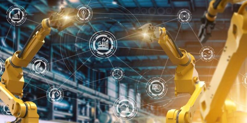 Heavy Automation Robot Arm Machine in Smart Factory Industrial Image